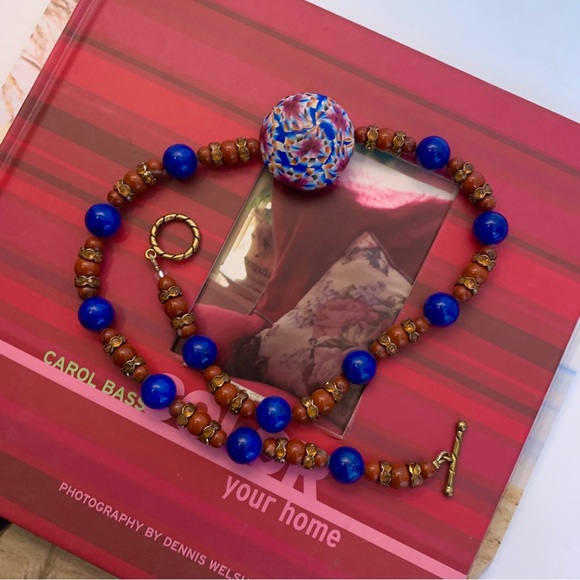 VINTAGE RAINBOW SWIRL MULTICOLOR WESTERN BEADED NECKLACE COLORFUL ARTSY NECKLACE - Picture 4 of 10